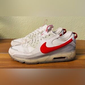Nike Air Max Terrascape 90 Summit White and Red Clay Sneaker Size: 9.5